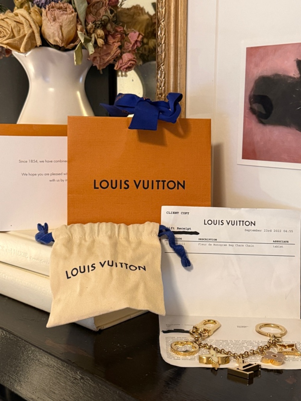 AUTH Louis Vuitton Fleur Monogram Bag Charm
